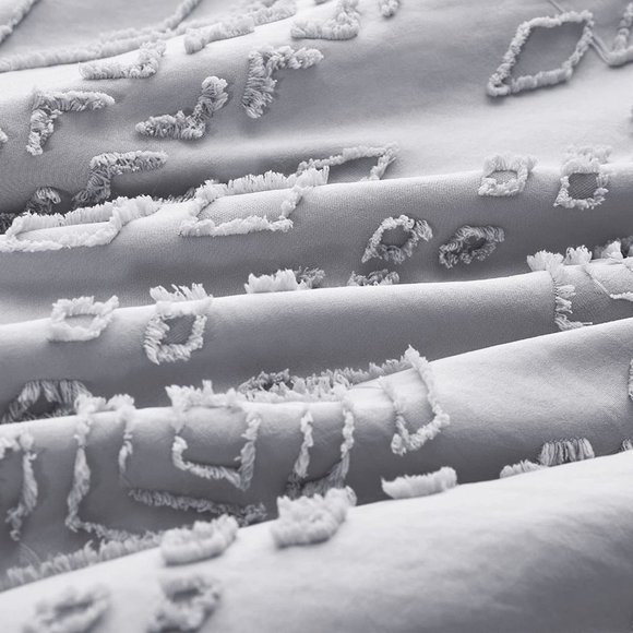 New Comforter Set - Boho Bedding Set, Light Grey Soft Fashion Luxury Bedding Set - Picture 9 of 10